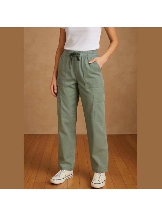 7 For All Mankind Pants - 7 For All Mankind baggy cargo pants olive green khaki cotton drawstring Sz M